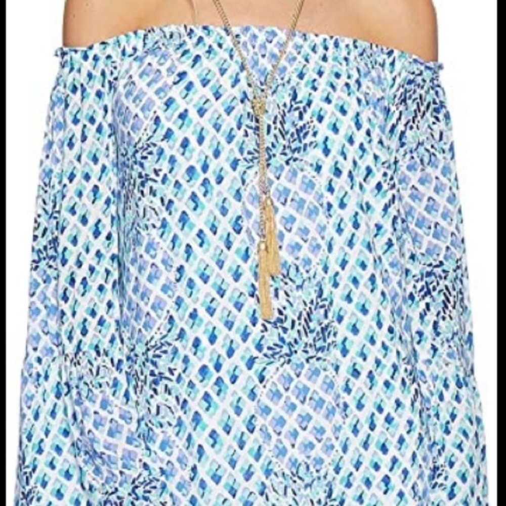 Lily Pulitzer blue off shoulder Nevie dress